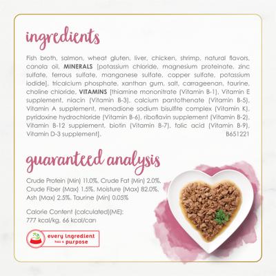 Comida enlatada para gatos Gourmet Naturals con salmón salvaje de Alaska y camarones en salsa, 3 oz, caja de 12