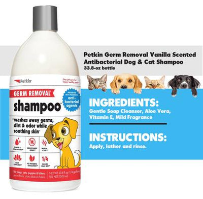 Germ Removal Vanilla Scented Antibacterial Dog & Cat Shampoo, 33.8-fl oz bottle