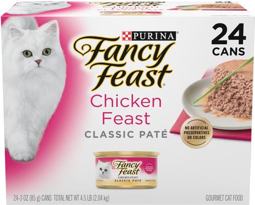 Classic Pate Chicken Feast Grain-Free Pate Canned Cat Food, 3-oz can, case of 24
