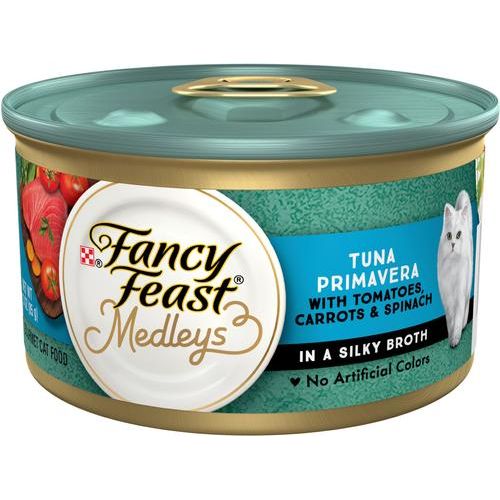 Comida enlatada para gatos Medleys Tuna Primavera, 3 oz, caja de 24