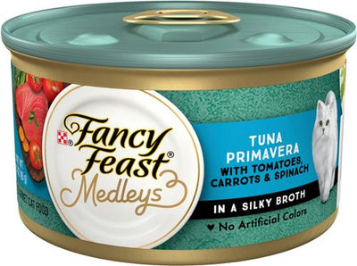 Comida enlatada para gatos Medleys Tuna Primavera, 3 oz, caja de 24