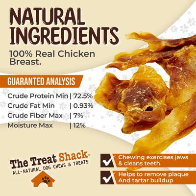 100% Real Chicken Jerky Breast Tenders High-Protein Adult Dehydrated Dog Treats, 8-oz bag