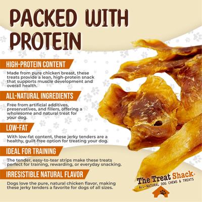 100% Real Chicken Jerky Breast Tenders High-Protein Adult Dehydrated Dog Treats, 8-oz bag