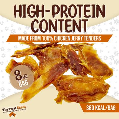 100% Real Chicken Jerky Breast Tenders High-Protein Adult Dehydrated Dog Treats, 8-oz bag