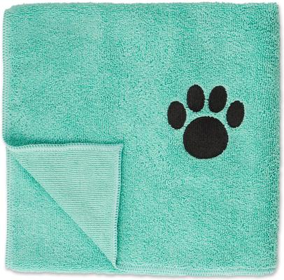 Small Embroidered Paw Dog & Cat Towel Set, 3 count, Aqua