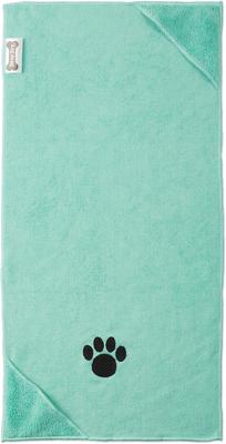 Small Embroidered Paw Dog & Cat Towel Set, 3 count, Aqua
