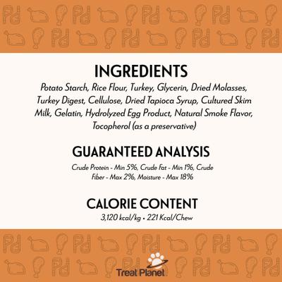 Masticable de lujo para perros con receta de pavo de 18 cm y sin piel, de larga duración