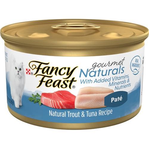 Comida enlatada para gatos Gourmet Naturals Trout & Tuna Recipe Pate, 3 oz, caja de 12
