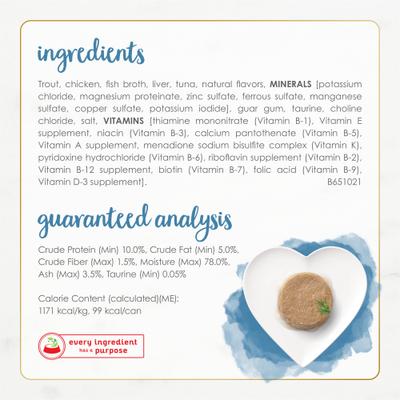 Comida enlatada para gatos Gourmet Naturals Trout & Tuna Recipe Pate, 3 oz, caja de 12