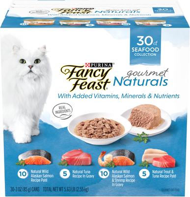 Comida enlatada para gatos Gourmet Naturals Seafood Variety Pack, 3 oz, caja de 30