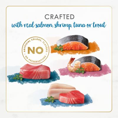 Comida enlatada para gatos Gourmet Naturals Seafood Variety Pack, 3 oz, caja de 30