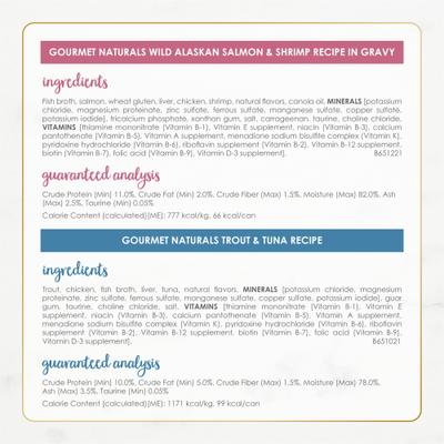Comida enlatada para gatos Gourmet Naturals Seafood Variety Pack, 3 oz, caja de 30