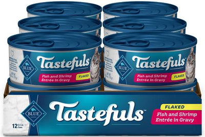 Tastefuls Natural Flaked Fish & Shrimp Entree in Gravy Wet Cat Food, 5.5-oz can, case of 12