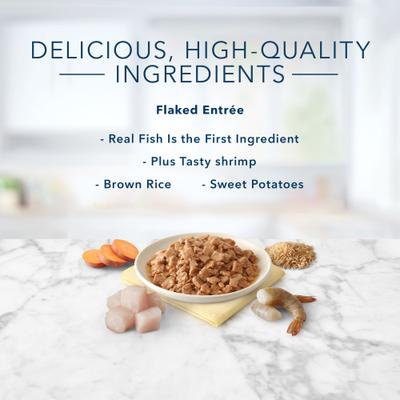 Tastefuls Natural Flaked Fish & Shrimp Entree in Gravy Wet Cat Food, 5.5-oz can, case of 12