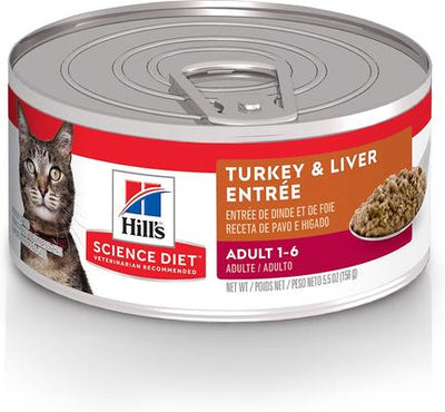 Adult Turkey & Liver Entree Wet Cat Food, 5.5-oz can, case of 24