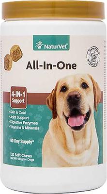 Paquete: Suplemento masticable suave NaturVet All-In-One Support para perros (120 unidades) + Suplemento masticable suave NaturVet Aller-911 Allergy Aid Plus Antioxidants para perros y gatos (180 unidades)