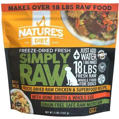 Alimento liofilizado para perros Fresh Chicken Simply Raw, bolsa de 3 lb