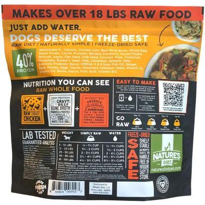 Alimento liofilizado para perros Fresh Chicken Simply Raw, bolsa de 3 lb
