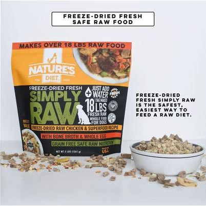 Alimento liofilizado para perros Fresh Chicken Simply Raw, bolsa de 3 lb