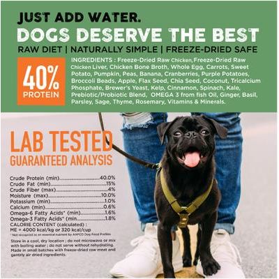 Alimento liofilizado para perros Fresh Chicken Simply Raw, bolsa de 3 lb