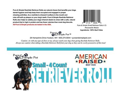 4" Rawhide Retriever Roll Dog Treat, Small, 4 count