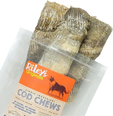 Palitos de piel de bacalao islandés, golosinas masticables naturales para perros de 5 pulgadas, 3 unidades