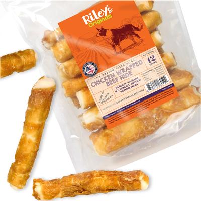 Chicken Wrapped Beef Hide Natural Dog Chew Treats, Medium, 12 count