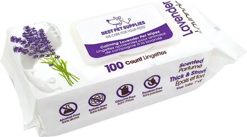 Toallitas calmantes con aroma a lavanda para el cuidado de perros y gatos, 100 unidades