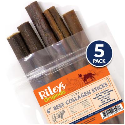 Beef Collagen Sticks 6-inch Natural Dog Chew Treats, 5 count