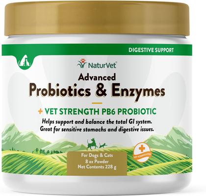 Advanced Probiotics & Enzymes Plus Vet Strength PB6 Probiotic Powder Digestive Supplement for Cats & Dogs, 4-oz jar