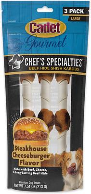 Chef's Specialties Beef Hide Shish Kabobs Grilled Surf & Turf Flavor Dog Chews, Large, 3 count