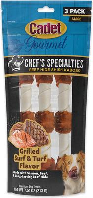 Chef's Specialties Beef Hide Shish Kabobs Grilled Surf & Turf Flavor Dog Chews, Large, 3 count