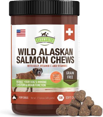 Wild Alaskan Salmon Chews Grain-Free Dog Supplement, 120 count