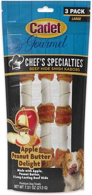 Chef's Specialties Beef Hide Shish Kabobs Grilled Surf & Turf Flavor Dog Chews, Large, 3 count