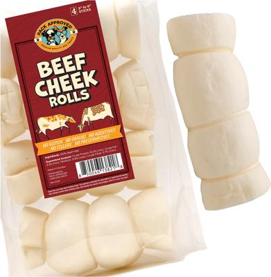 Beef Cheek Rolls 6-inch Natural Dog Chew Treats, 4 count