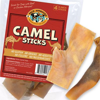 Camel Sticks 6-inch Natural Dog Chew Treats, 4 count