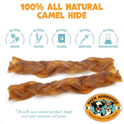Camel Braids 6-inch Natural Dog Chew Treats, 10 count