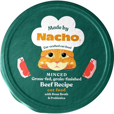 Made by Nacho Grass Fed, Grain-Finished Minced Beef Recipe with Bone Broth Wet Cat Food, 2.5-oz tray, case of 20