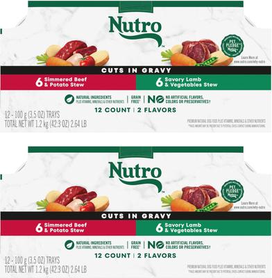 Grain-Free Tender Chicken Stew & Roasted Turkey Stew Cuts in Gravy Variety Pack Wet Dog Food Trays, 3.5-oz can, case of 12