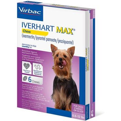 Masticable para perros, 6-12 libras, (caja morada), 6 masticables (suministro para 6 meses)