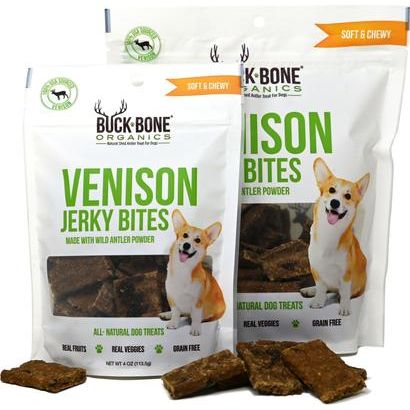 Bocados de carne seca de venado para perros, bolsa de 355 g