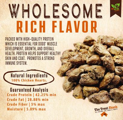 Freeze-Dried Chicken Hearts Dog Treat, 1-lb bag