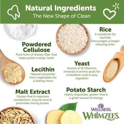 by Wellness Rice Bone Dental Chews Natural Dental Dog Treats, Large, 9 count