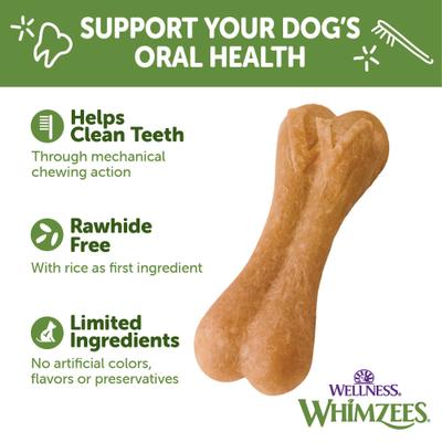 by Wellness Rice Bone Dental Chews Natural Dental Dog Treats, Large, 9 count