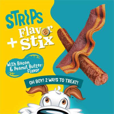 Flavor Stix & Strips with Bacon & Peanut Butter Flavor Soft & Chewy Dog Treats, 6-oz pouch