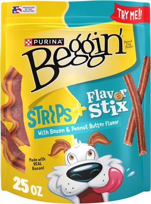 Flavor Stix & Strips with Bacon & Peanut Butter Flavor Soft & Chewy Dog Treats, 6-oz pouch