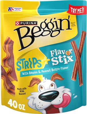 Flavor Stix & Strips with Bacon & Peanut Butter Flavor Soft & Chewy Dog Treats, 6-oz pouch