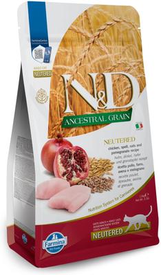N&D Ancestral Grain Chicken & Pomegranate Recipe Neutered Cat Dry Food, 3.3-lb bag