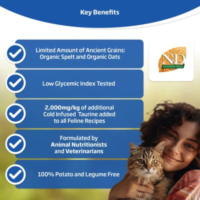 N&D Ancestral Grain Chicken & Pomegranate Recipe Neutered Cat Dry Food, 3.3-lb bag