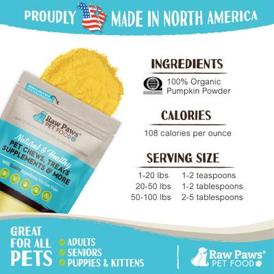 Organic Pumpkin Powder Grain-Free Daily Supplement for Dogs & Cats, 8-oz bag